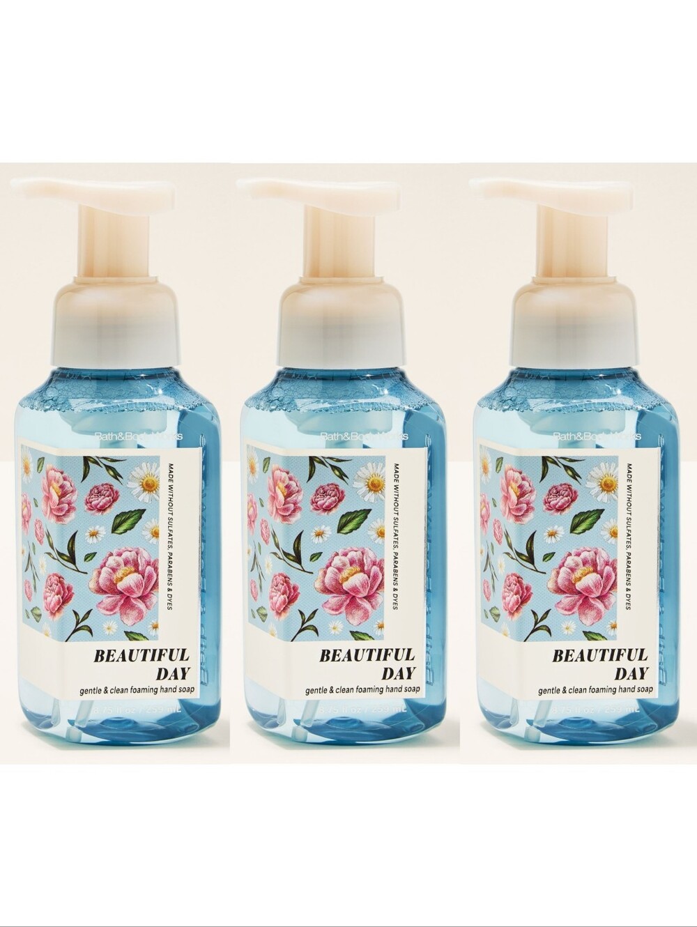 Bath & Body Works Beautiful Day Gentle Foaming Hand Soap Set of 3 NEW RARE